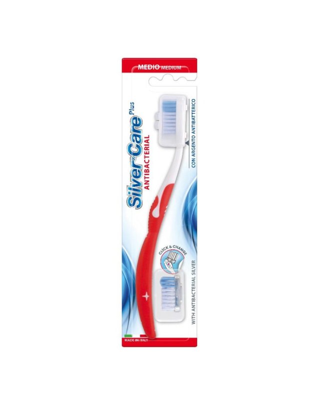 Silver Care Plus Spazzolino Medio con Ricambio – Antibatterico Ioni Argento Silver Care Plus Spazzolino Medio con Ricambio – Antibatterico Ioni Argento