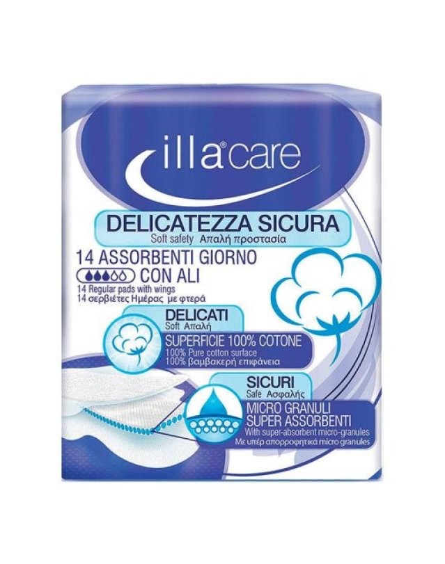 Illa Care Assorbenti Giorno con Ali Cotone Aloe Camomilla 14 Pezzi