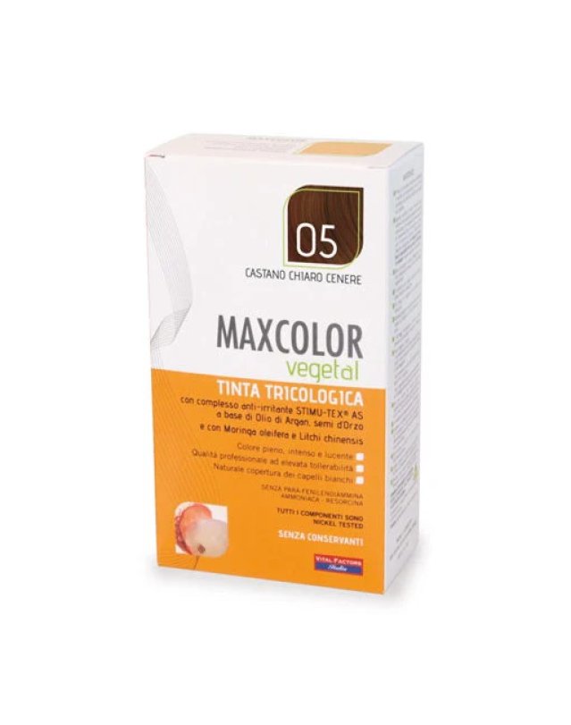 MaxColor Vegetal Tinta 05 Castano Chiaro Cenere 140ml – Ipoallergenica MaxColor Vegetal Tinta 05 Castano Chiaro Cenere 140ml – Ipoallergenica