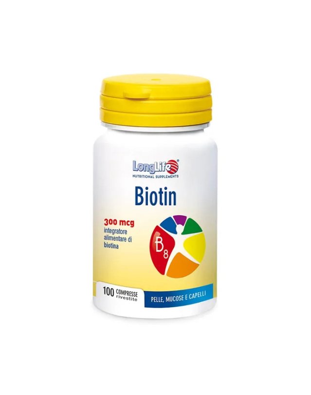 Biotina Longlife 100 Compresse - Per Pelle, Capelli e Mucose Sani Biotina Longlife 100 Compresse - Per Pelle, Capelli e Mucose Sani