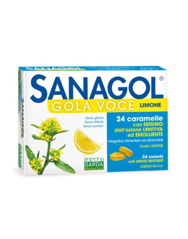 Sanagol Gola Voce 24 Caramelle Limone - Sollievo Gola Sanagol Gola Voce 24 Caramelle Limone - Sollievo Gola