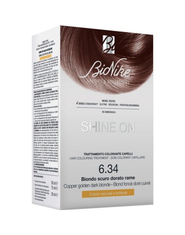 Shine On Tinta Capelli 6.34 Biondo Scuro Dorato Rame - Colorazione Permanente Shine On Tinta Capelli 6.34 Biondo Scuro Dorato Rame - Colorazione Permanente