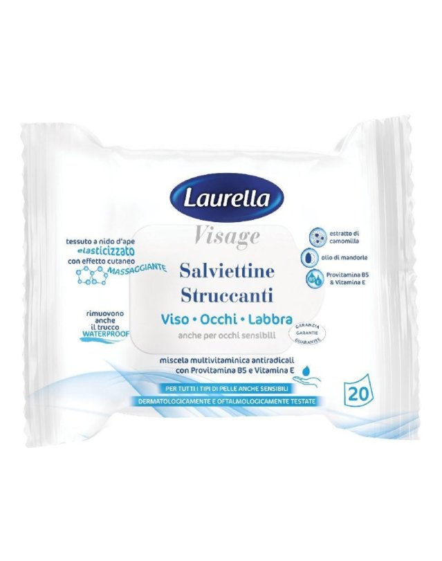 Salviettine Struccanti 20 pz &ndash; Viso Occhi e Labbra Pelle Sensibile