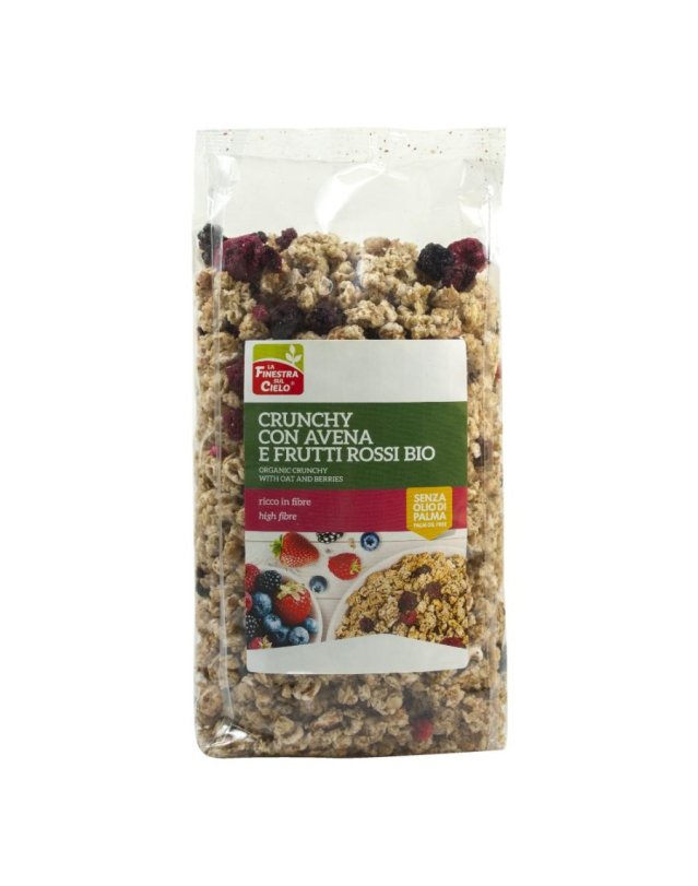 Crunchy Avena Frutti Rossi Bio 375 g - Ricco di Fibre