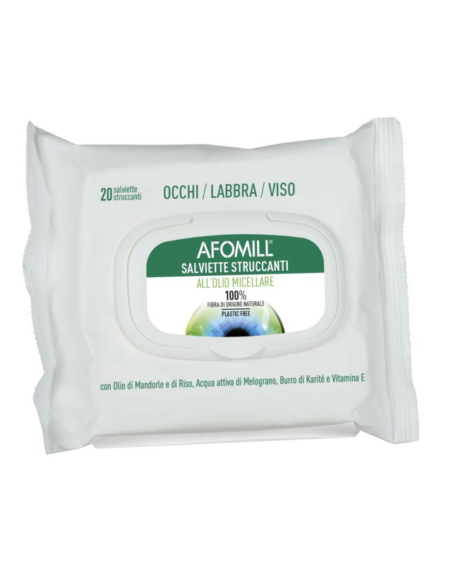 Afomill Salviette Struccanti Olio Micellare 20 Pezzi - Testate Dermatologicamente