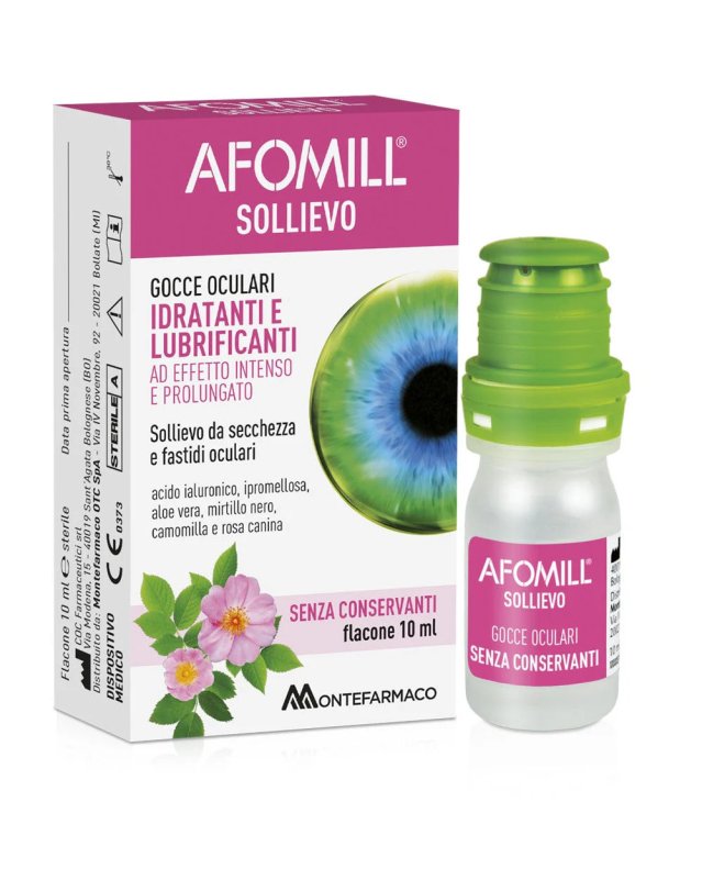 Afomill Sollievo Gocce Oculari 10ml &ndash; Secchezza e Affaticamento Occhi