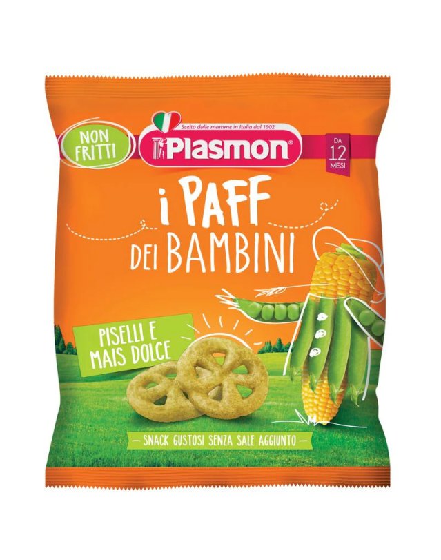 Paff Piselli e Mais 15g Snack Senza Glutine per Bambini Paff Piselli e Mais 15g Snack Senza Glutine per Bambini