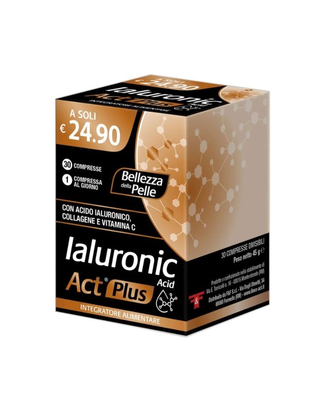 Acido Ialuronico Act Plus 30 Cpr - Pelle Elastica e Luminosa Acido Ialuronico Act Plus 30 Cpr - Pelle Elastica e Luminosa