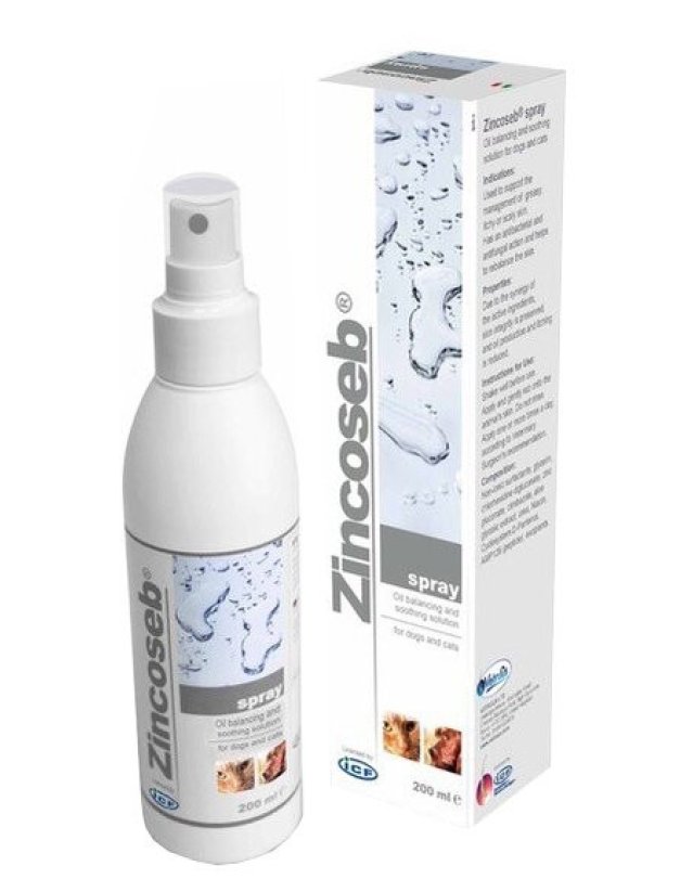 Zincoseb Spray 200ml – Cute Seborroica per Cani e Gatti Zincoseb Spray 200ml – Cute Seborroica per Cani e Gatti