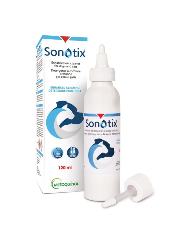 Sonotix Detergente Auricolare 120ml - Pulizia Orecchie Cani e Gatti Sonotix Detergente Auricolare 120ml - Pulizia Orecchie Cani e Gatti