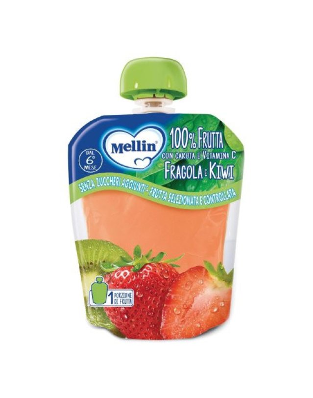 Pouch Fragola e Kiwi 90g &ndash; Merenda 100% Frutta dal 6&deg; Mese