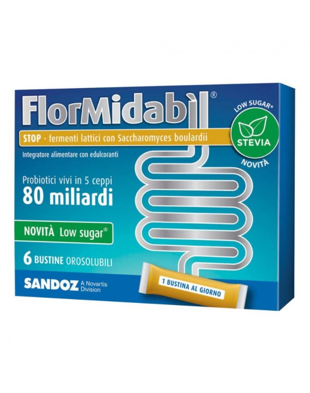 Flormidabil Stop 6 Bustine – 80 Miliardi Probiotici Flora Intestinale Flormidabil Stop 6 Bustine – 80 Miliardi Probiotici Flora Intestinale