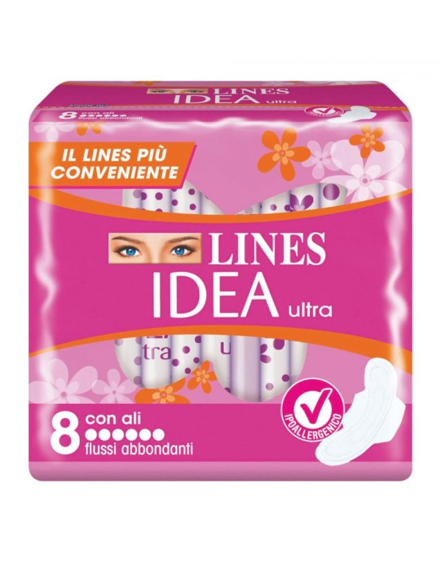 Assorbenti Ultra Flussi Abbondanti con Ali Lines, 8 pz