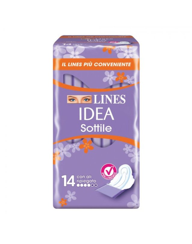 Assorbente Sottile con Ali Lines Idea 14 pz - Ipoallergenico