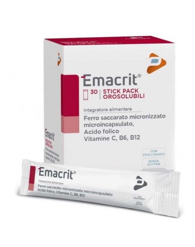 Emacrit Orosolubile 30 stick - Ferro, Acido Folico e Vitamine