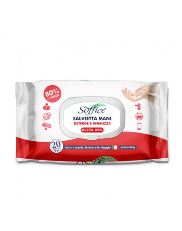 Soffice Salviette Igienizzanti Mani 20 pz &ndash; Alcool 80%