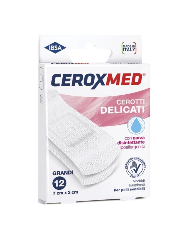 Cerotti Delicati con Garza Disinfettante 12 pz 7x3 cm Pelli Sensibili