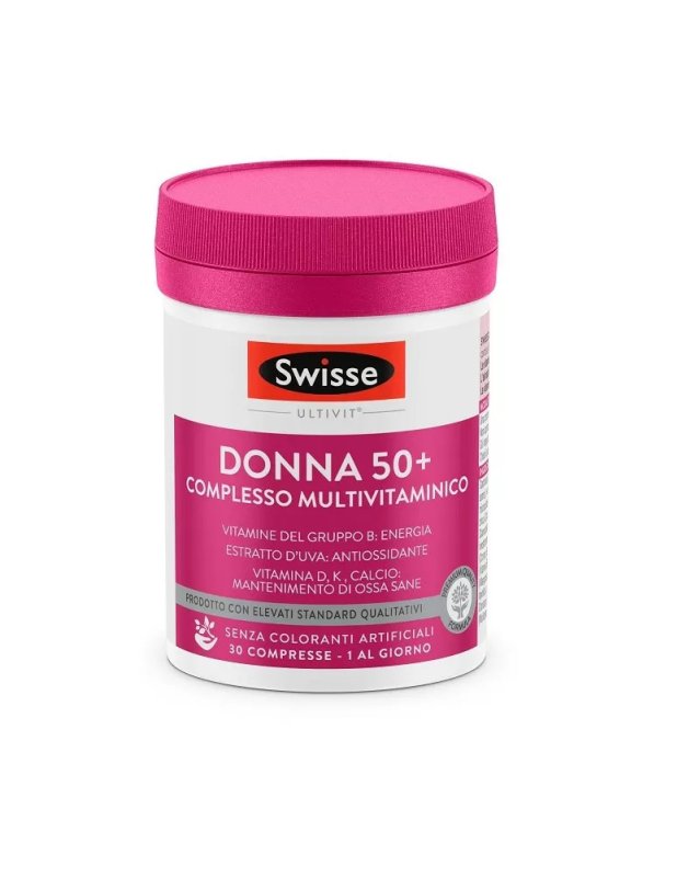 Multivitaminico Donna 50+ 30 Compresse &ndash; Ossa, Energia e Antiossidante
