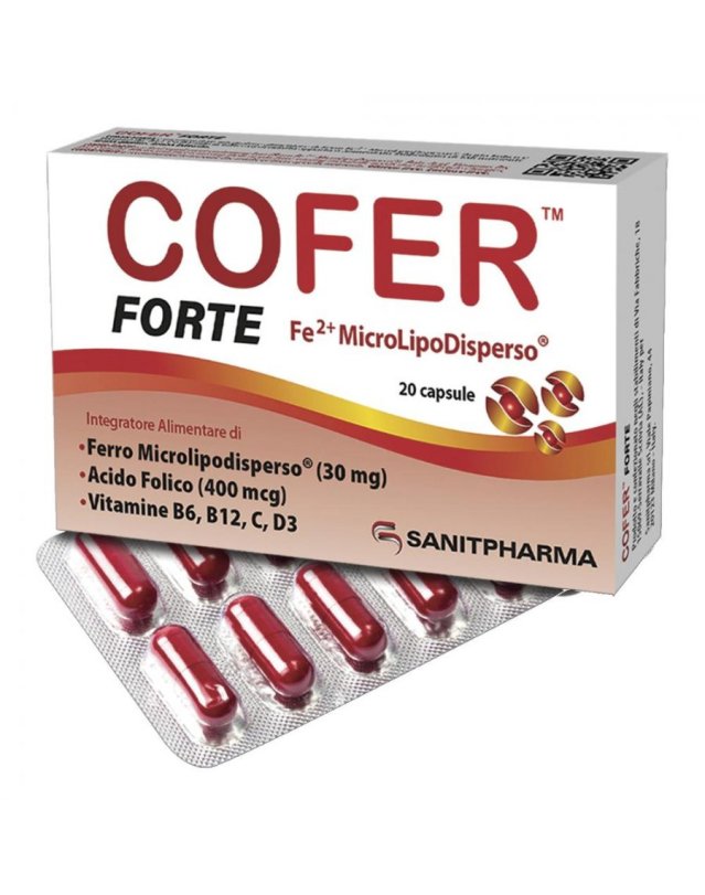 Cofer Forte 20cps - Integratore di Ferro, Acido Folico e Vitamine