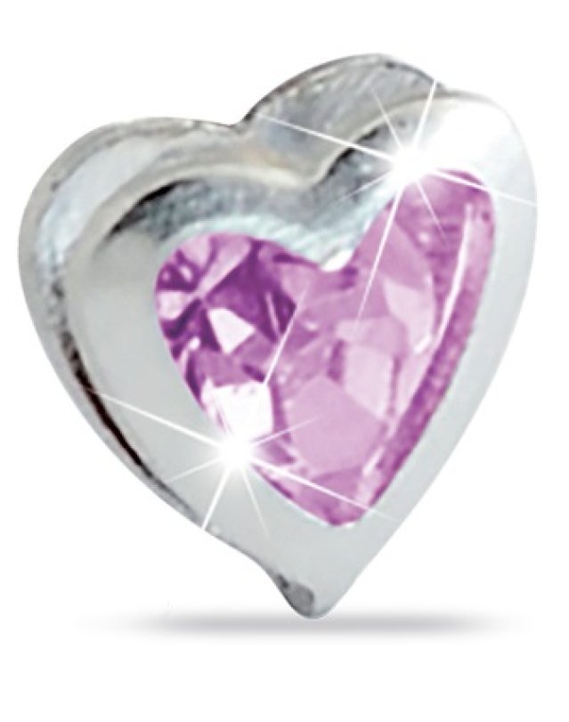 ORECCHINO CUORE ZIRCONE ROSA