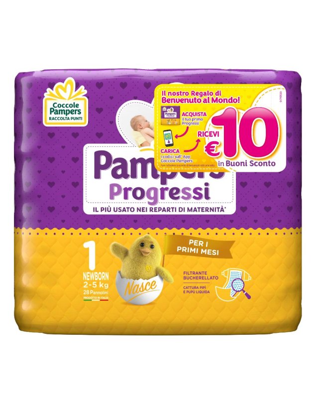 Pampers Progres Sensitive New Born 2-5 Kg 28 Pezzi- pannolini per bambini