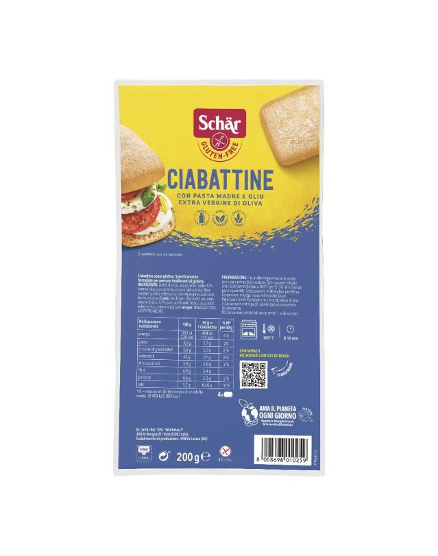 SCHAR CIABATTA PANE 200G S/GL