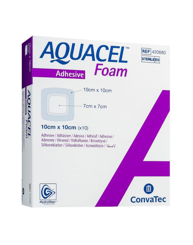 AQUACEL Medicazioni Foam ADH 10x10 10 pezzi