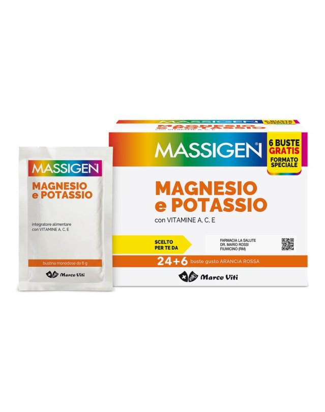 Massigen Magnesio e Potassio 24 + 6 bustine- integratore contro la stanchezza