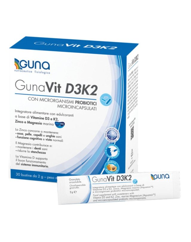 GUNA Vit D3K2 30 Stick da 2g - Probiotici per favorire la flora intestinale