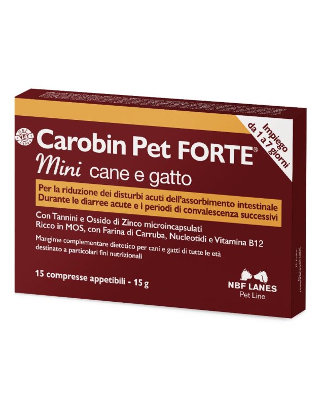 Carobin Pet Forte Mini 15 Compresse - Disturbi Intestinali