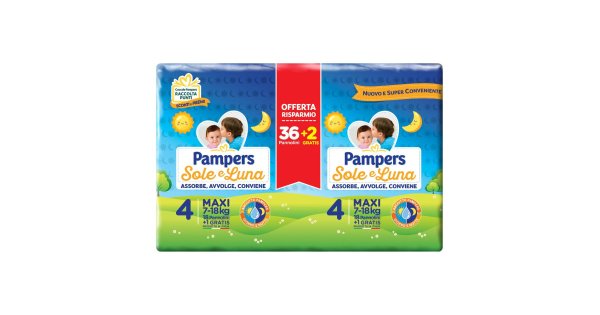 Pampers - Sole&Luna Maxi - 17 Pannolini Taglia 4 (7-18 Kg)