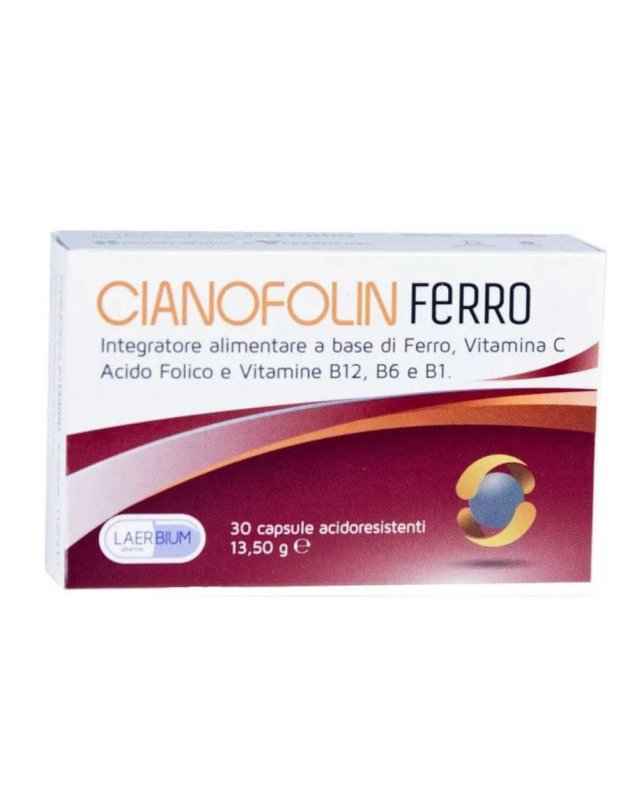 Laerbium Pharma Cianofolin Ferro Integratore 30 Capsule