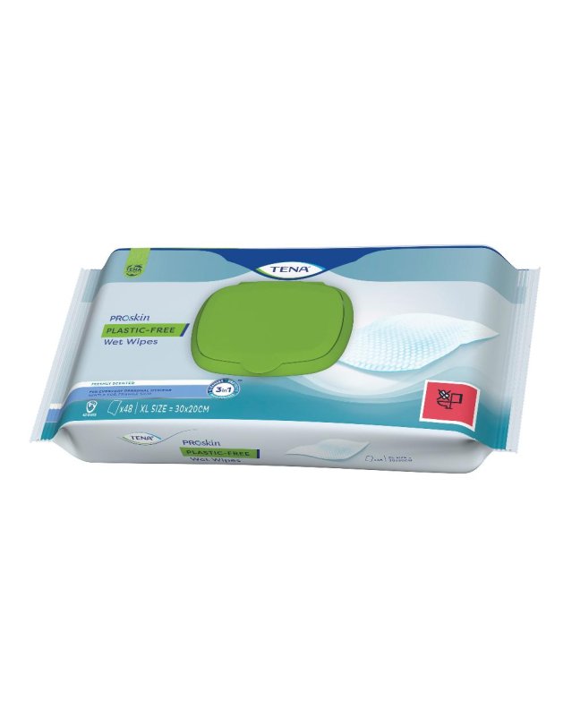 TENA WET WIPES PLASTIC FREE48P