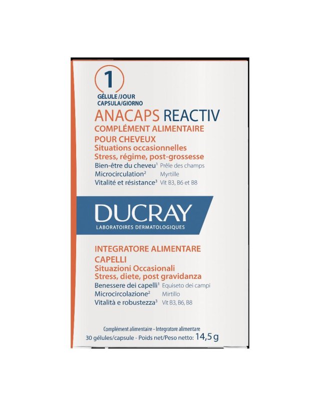Ducray anacaps reactive caduta occasionale 30 capsule – integratore per caduta dei capelli