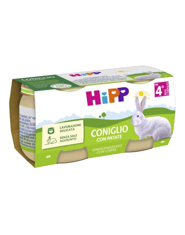 OMO HIPP Coniglio+Verd.2x80g